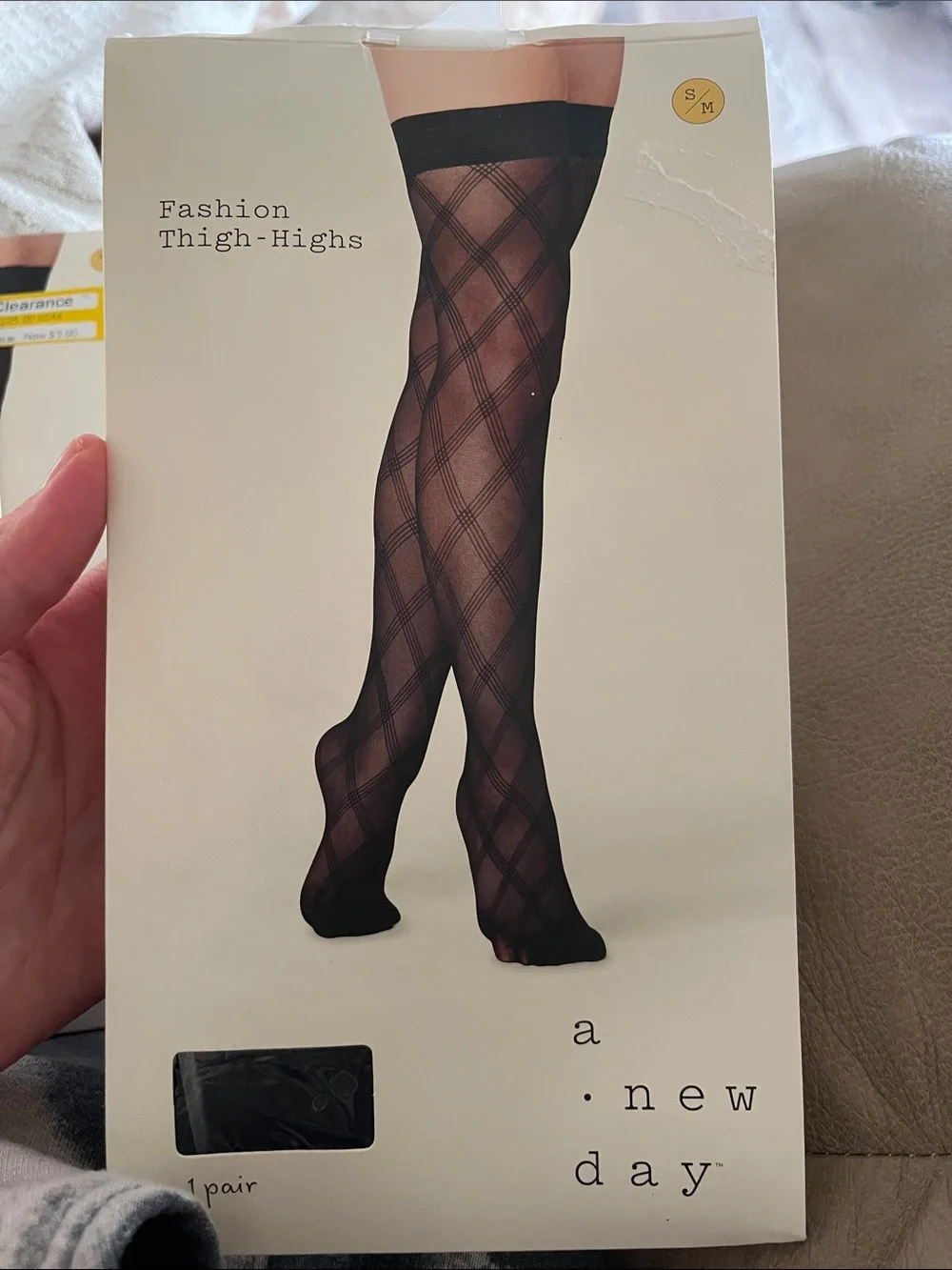 a new day Black Patterned Thigh-Highs